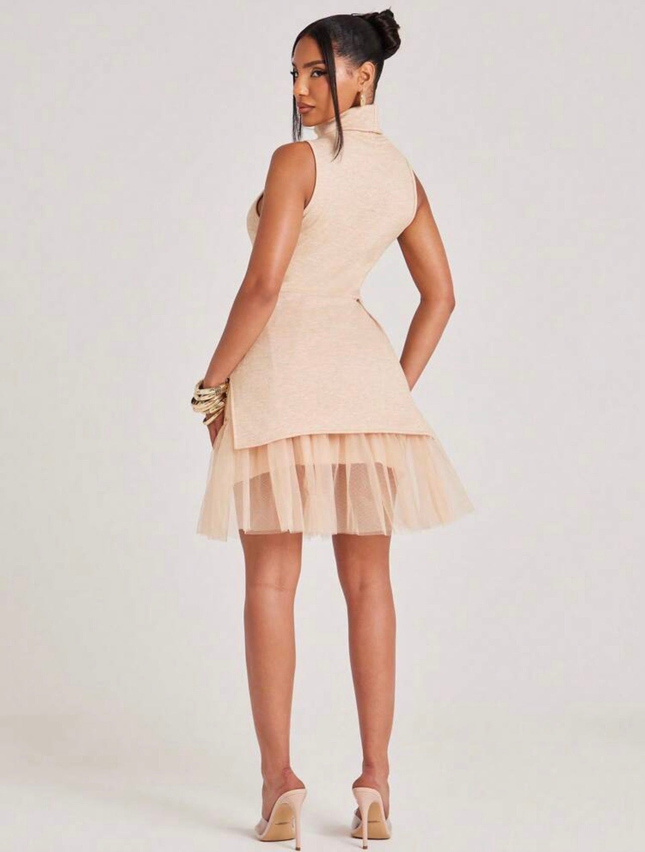 High Neck Lace Up Knit Tulle Mesh Style ~ @CHRISTIANDELOS_ ~ ELEGANCE AND CLASS