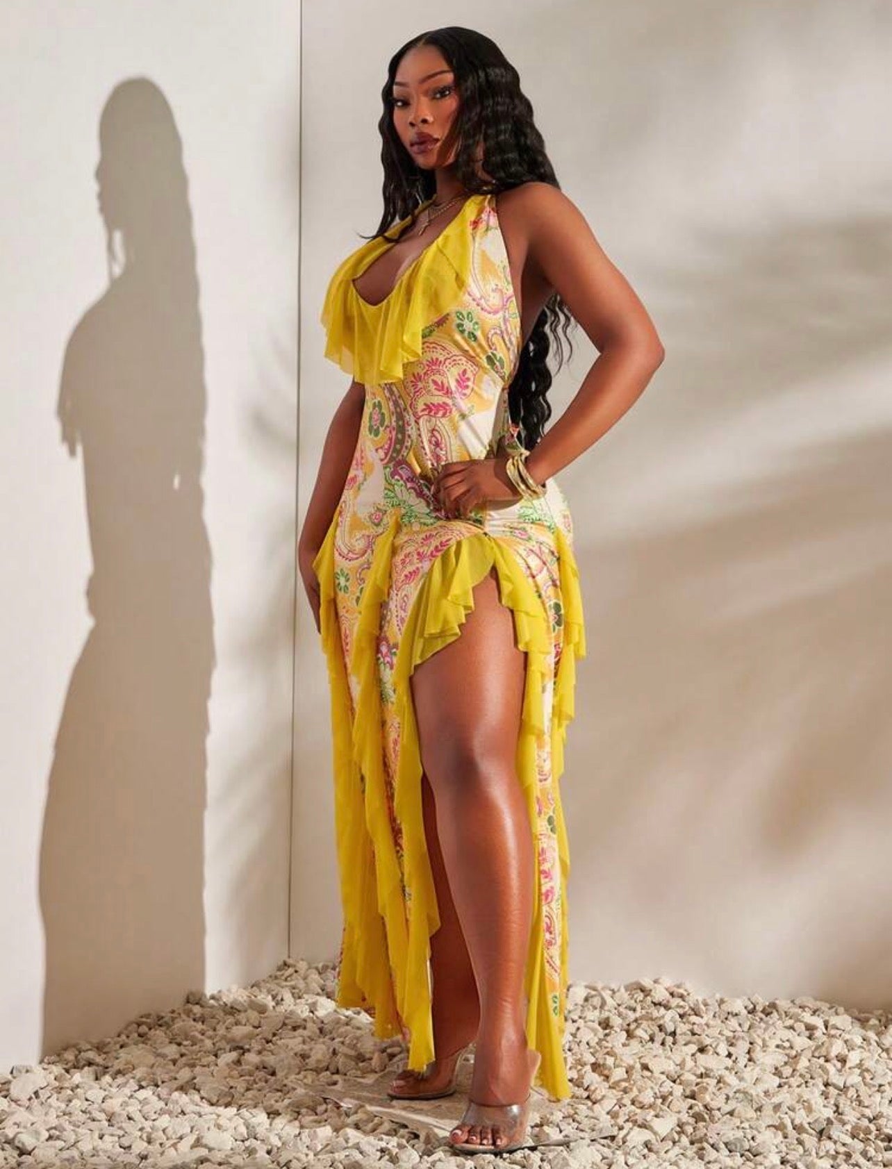 SXY Women's Printed High Slit Dress Casual For Beach Party and Outdoor Events @CHRISTIANDELOS