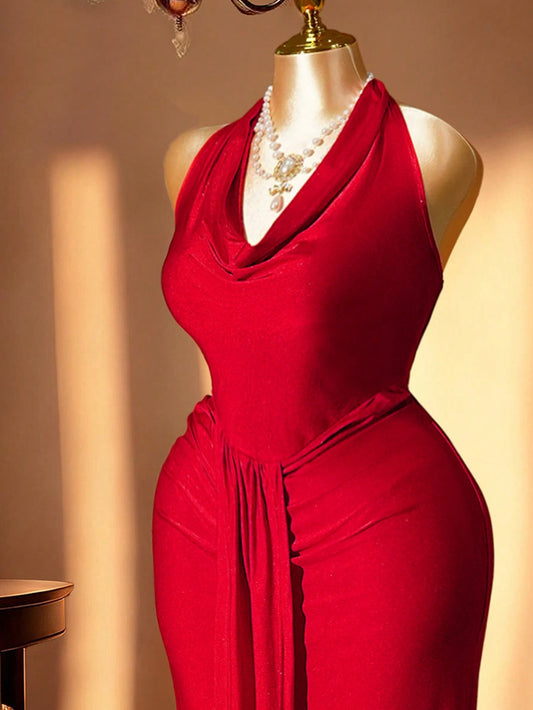 Red Elegant Waist Mermaid Party Dress ~ VERI CLASSY VERI DEMURE ~