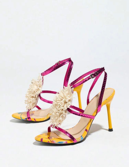 Fashionable Elegant Banquet Fluffy Decor Sandals High Heel ~ Crafted with Class