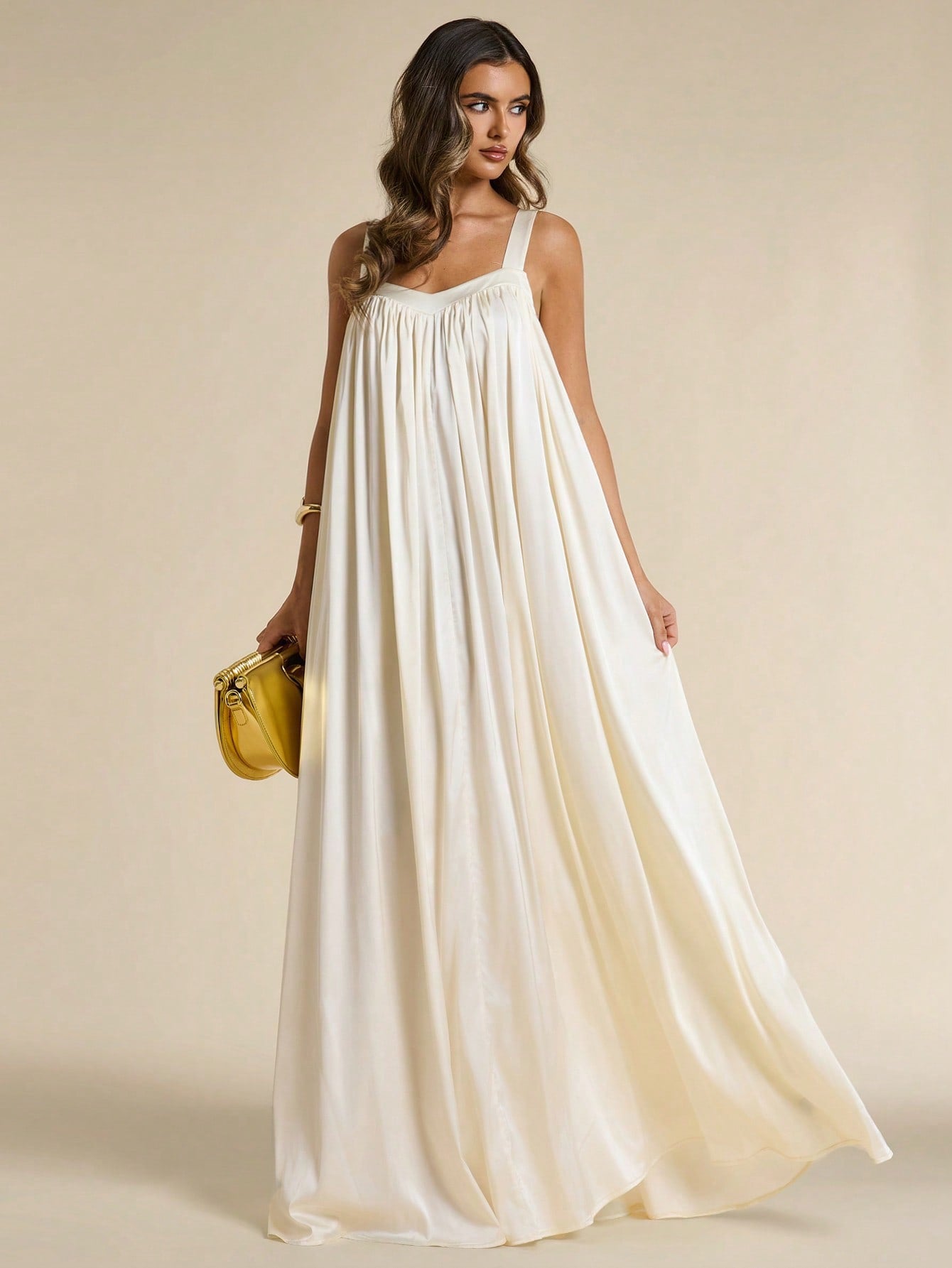 White Satin Flowy Vacation Dress For Women @CHRISTIANDELOS_