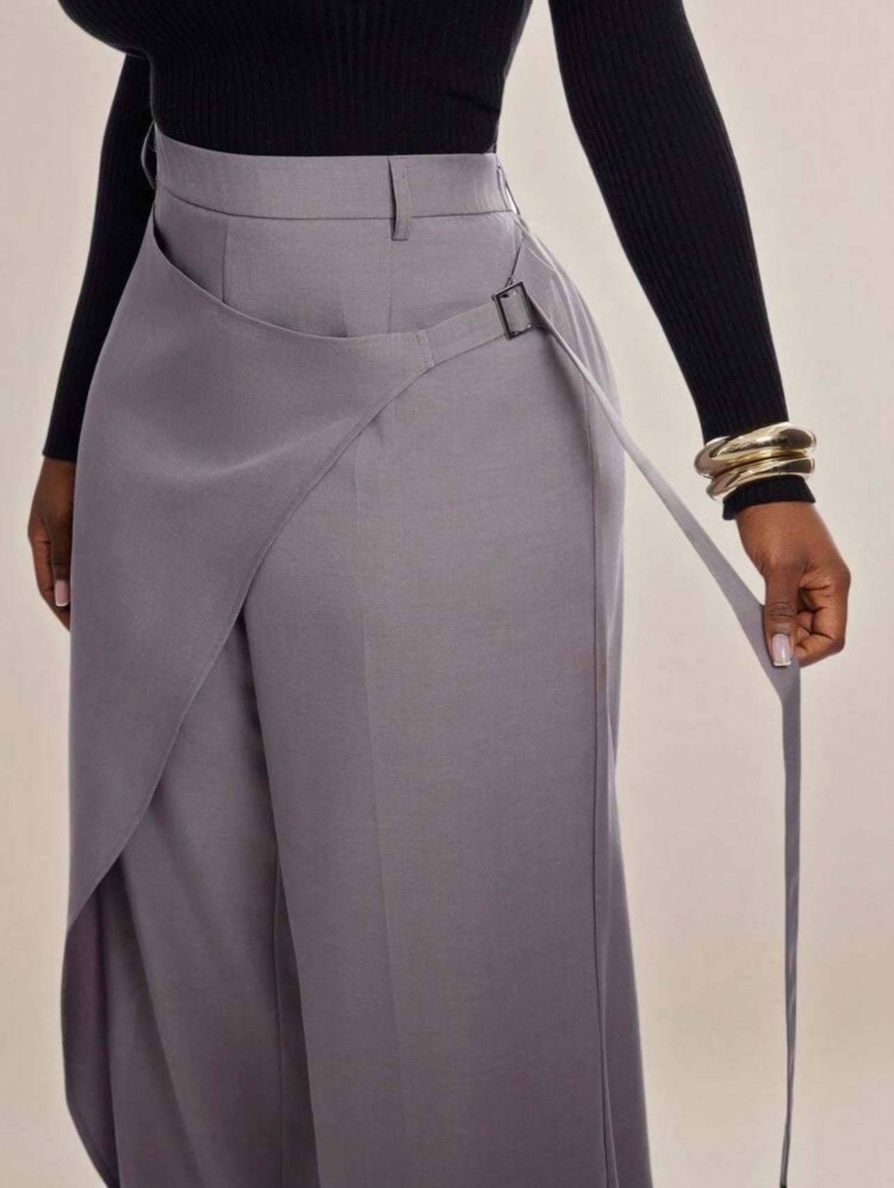 Radiana Fashion Elegant Versatile New 2 In 1 Design Grey Long Pants, Suitable For Commuting, Office, Workplace - CHRISTIAN DELOS -