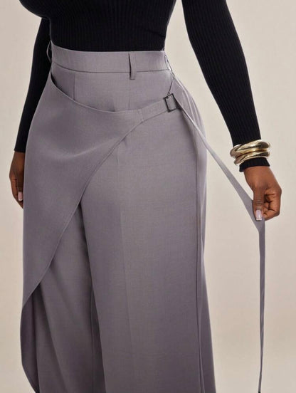 Radiana Fashion Elegant Versatile New 2 In 1 Design Grey Long Pants, Suitable For Commuting, Office, Workplace - CHRISTIAN DELOS -