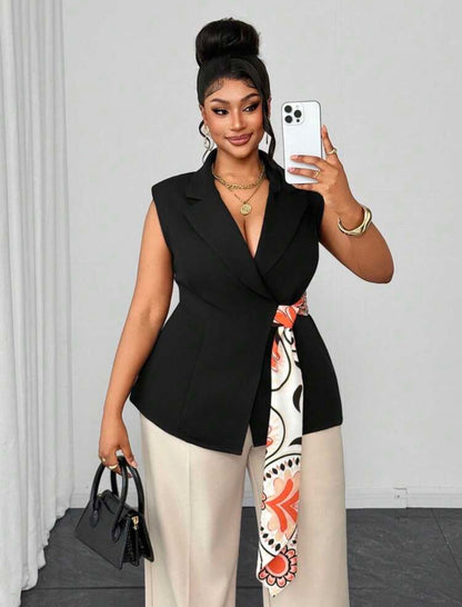 Lapel NeckSide Waist Knot Casual Blazer