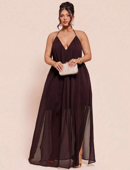 BAE Plus Size Women's Coffee Brown Maxi Dress @CHRISTIANDELOS