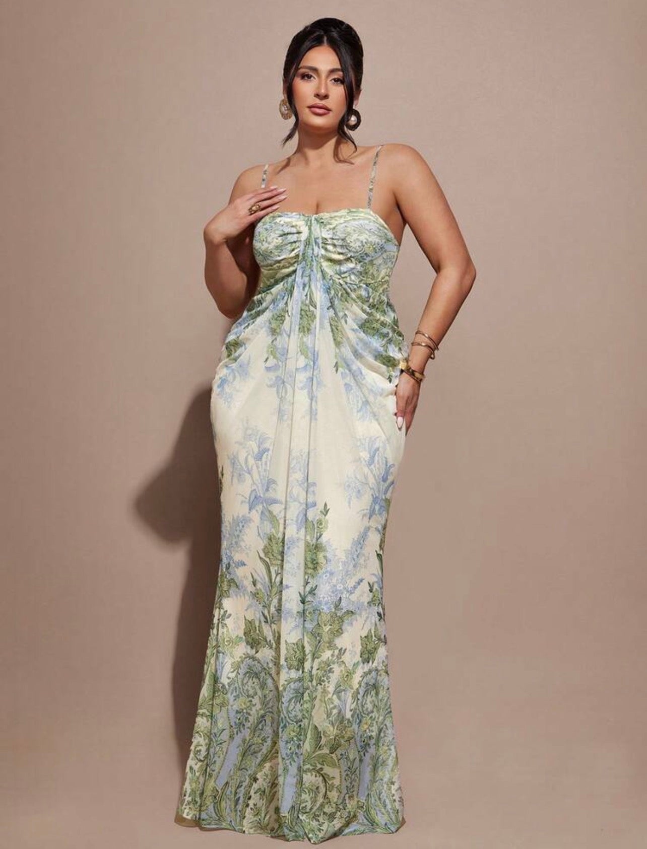 Green Floral Maxi Bodycon Dress, Elegant Dress For Vacation, Mesh Dress