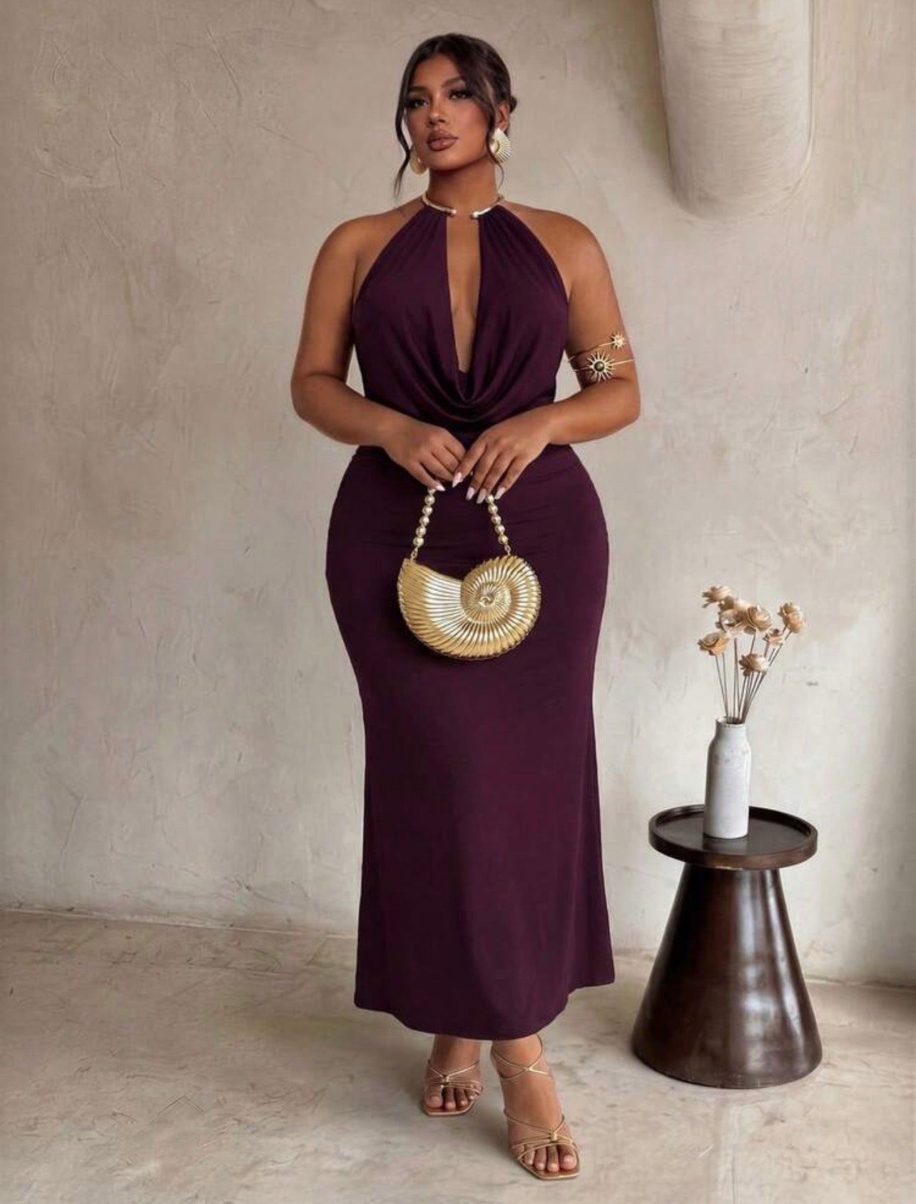 Firerie Purple-Red Modern Neck And Elegant, Suitable For Commuting, Siren Style, High-End Banquet Wear