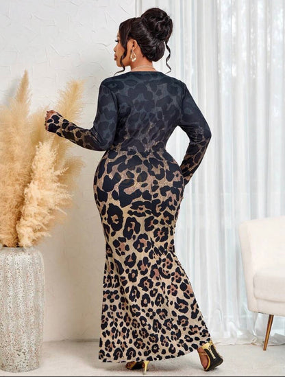 Elegant Deep V-Neck Long Sleeve Fitted Dress Suitable Outings, Office, Party Wear