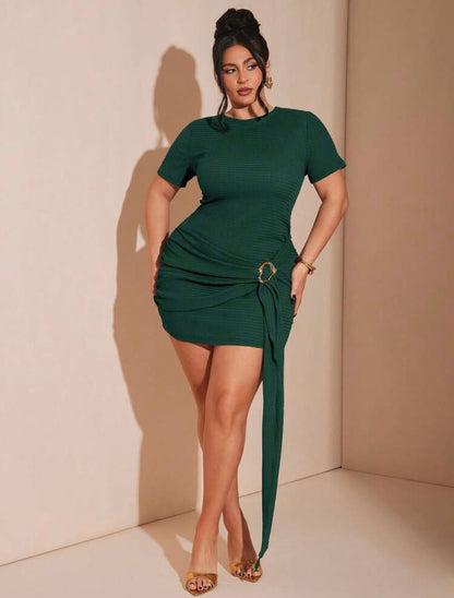 Gold Metal Buckle Dress, Beach Vacation Vibes