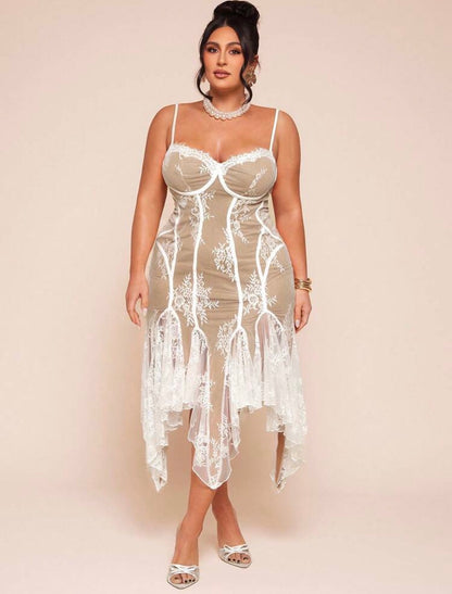 White Lace Elegant Mermaid Dress,Bachelorette Festa Gown @CHRISTIANDELOS