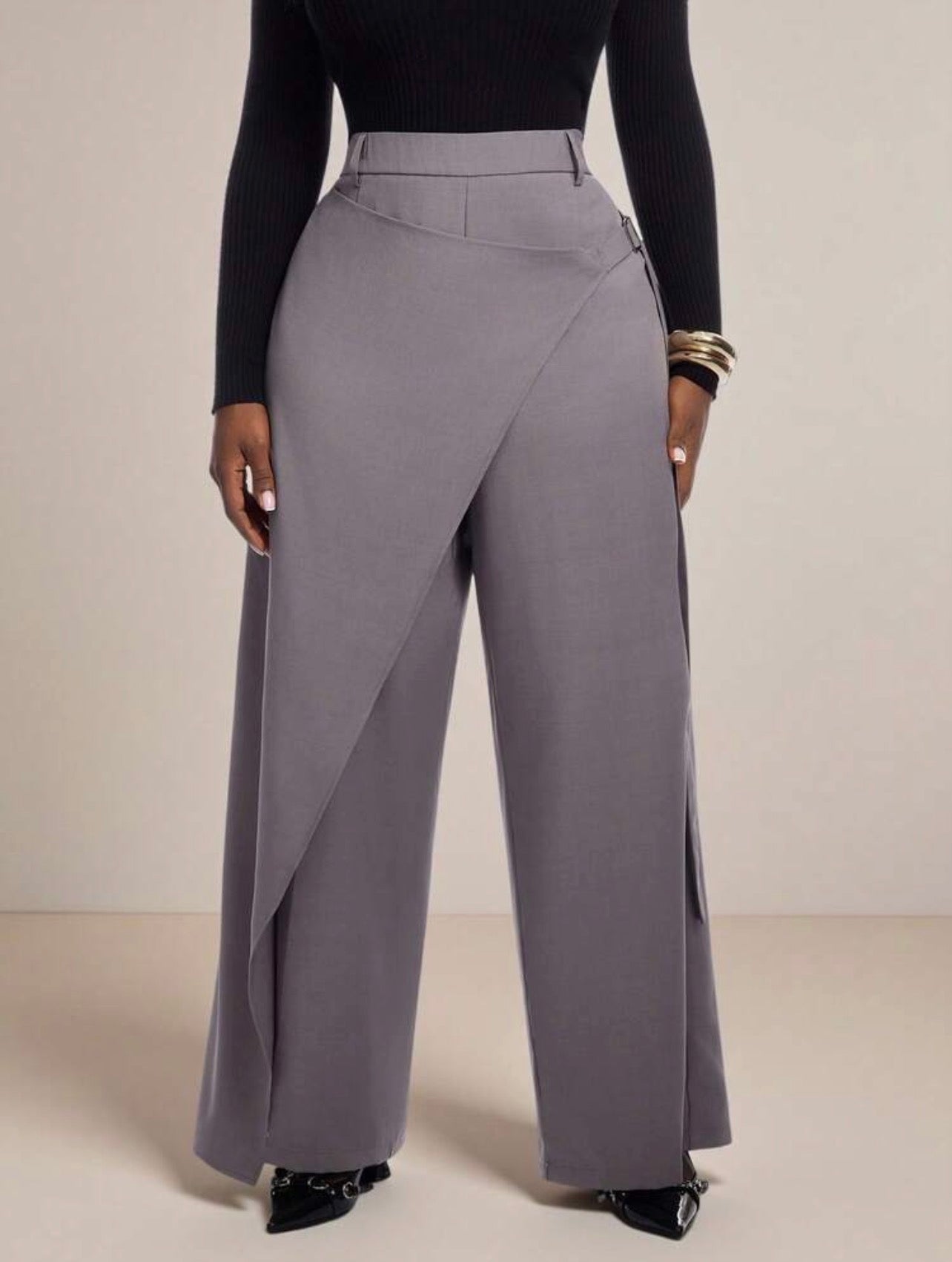 Radiana Fashion Elegant Versatile New 2 In 1 Design Grey Long Pants, Suitable For Commuting, Office, Workplace - CHRISTIAN DELOS -