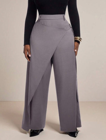 Radiana Fashion Elegant Versatile New 2 In 1 Design Grey Long Pants, Suitable For Commuting, Office, Workplace - CHRISTIAN DELOS -