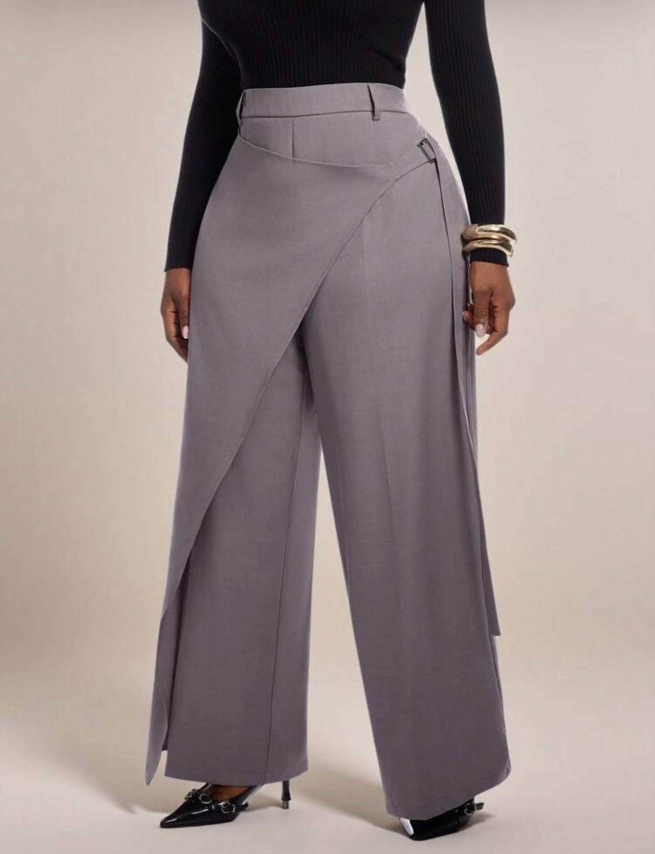 Radiana Fashion Elegant Versatile New 2 In 1 Design Grey Long Pants, Suitable For Commuting, Office, Workplace - CHRISTIAN DELOS -