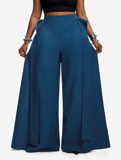 Wide Leg Long Pants With Ribbon Fall - VERI CLASSY & VERI DEMURE -
