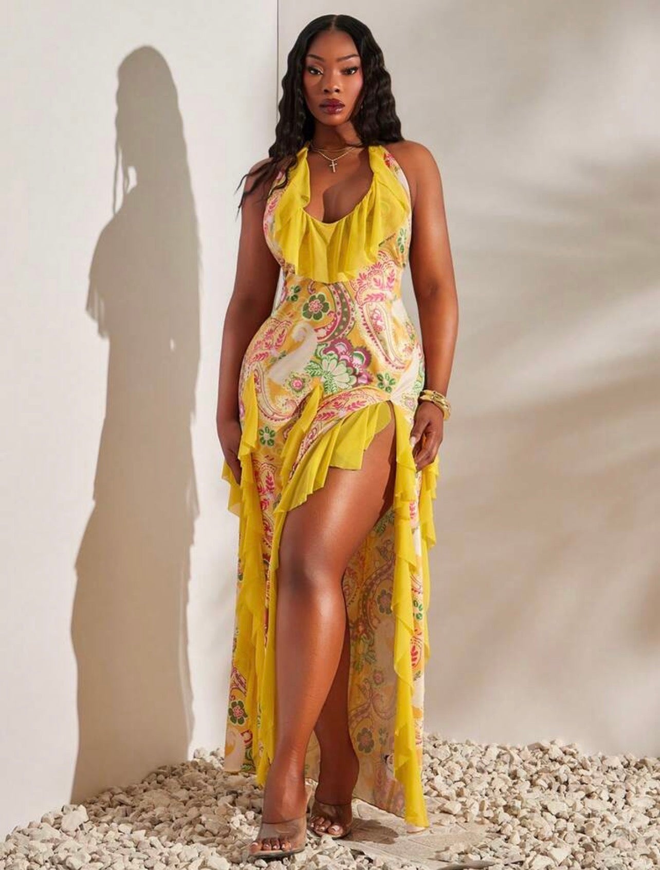 SXY Women's Printed High Slit Dress Casual For Beach Party and Outdoor Events @CHRISTIANDELOS