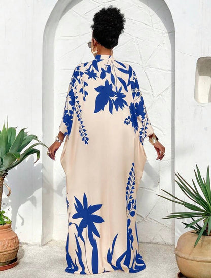 Off-Shoulder Front Slit Maxi Dress With Sunshine/Plant Element Print Is An Important Fashion Item For Very Social Life Occasions