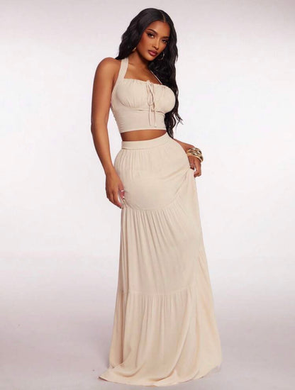 Maxi Flowy Long Skirt 2pcs Set, Holiday/Vacation Outfits @CHRISTIANDELOS_