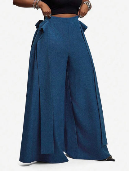 Wide Leg Long Pants With Ribbon Fall - VERI CLASSY & VERI DEMURE -