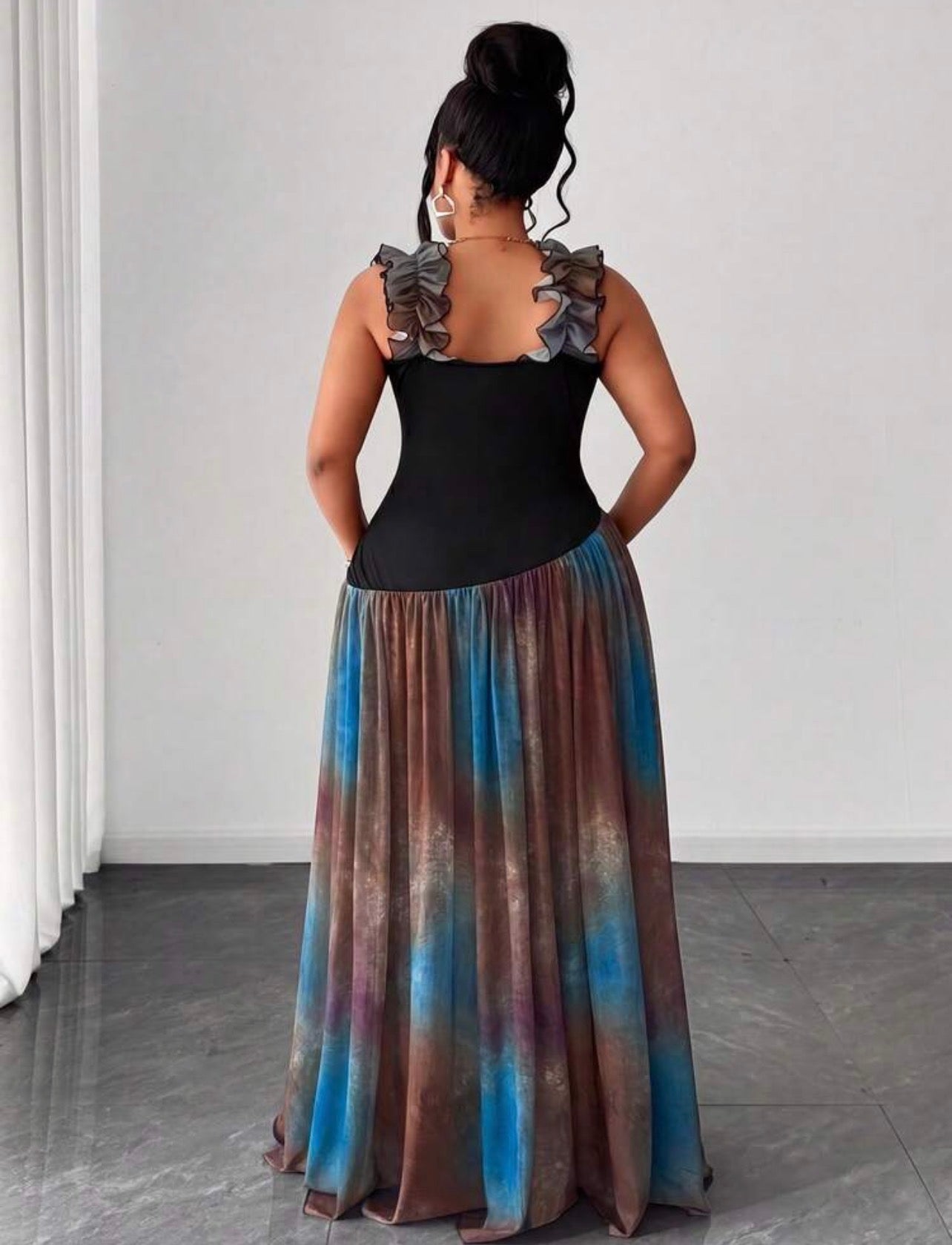 Sleeveless Color Block Casual Dress, Suitable For Vacation Outings, Women's Holiday Outfit, Long Casual Dress