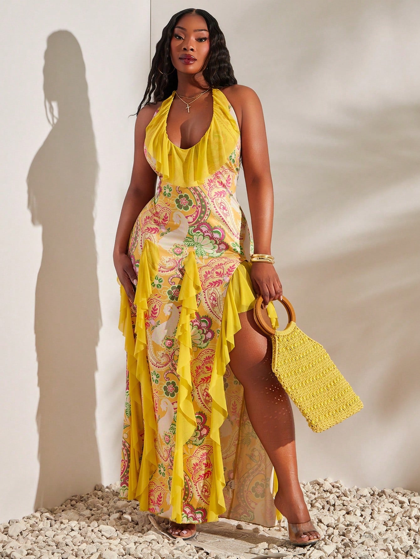 SXY Women's Printed High Slit Dress Casual For Beach Party and Outdoor Events @CHRISTIANDELOS