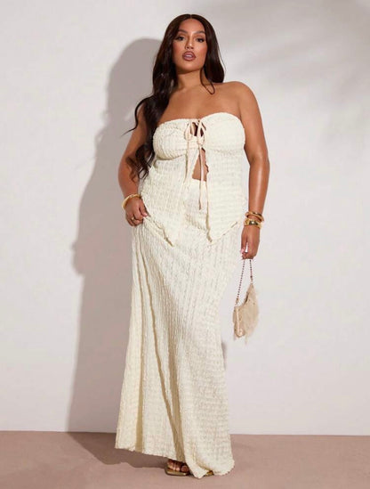 Elegant Textured Top and Long Skirt ~ Rushed Outfit for Vacations ~ @CHRISTIANDELOS_