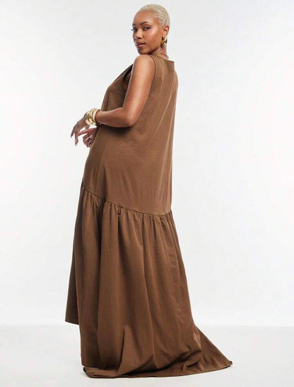 Hem Flowy Sleeveless Maxi Dress, Casual Vacation Dress, Resort Wear For All Occasions @ CHRISTIAN DELOS