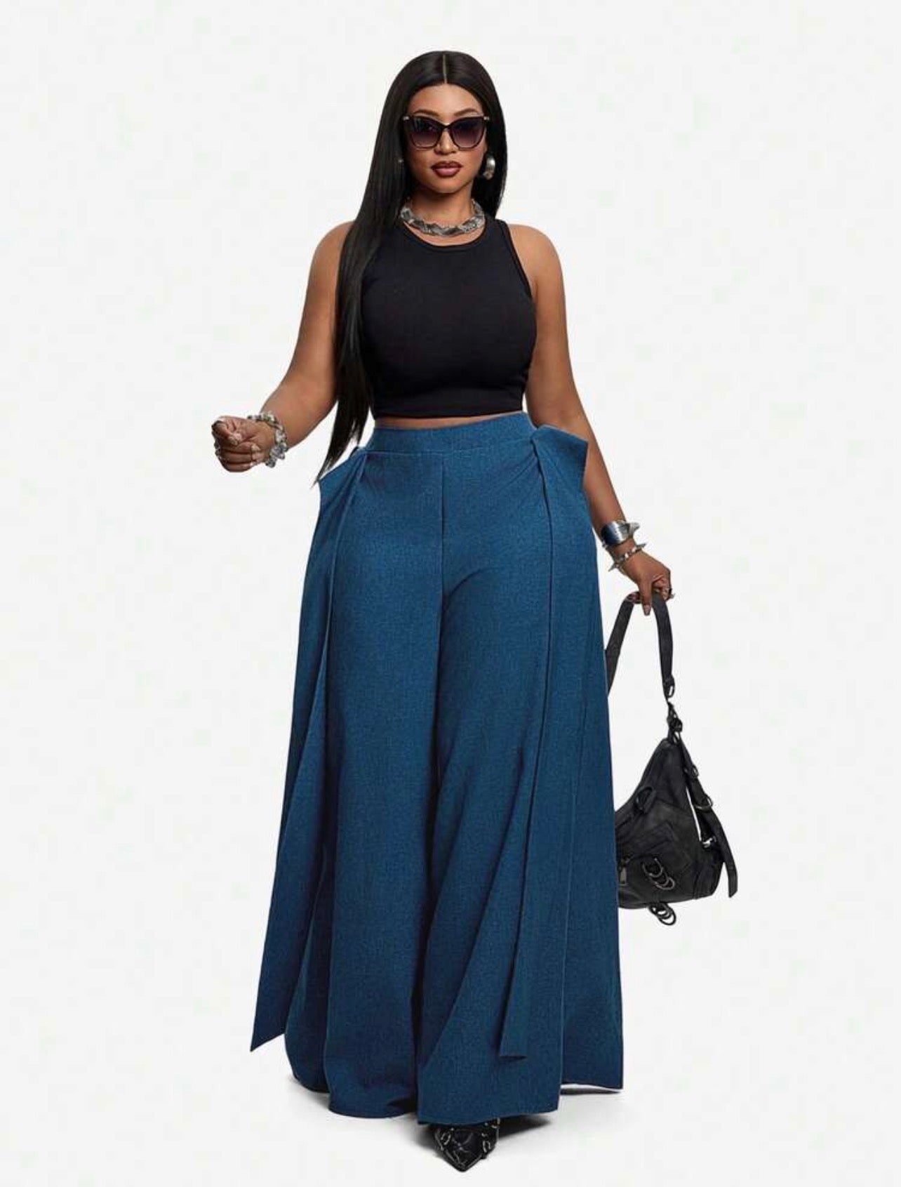 Wide Leg Long Pants With Ribbon Fall - VERI CLASSY & VERI DEMURE -