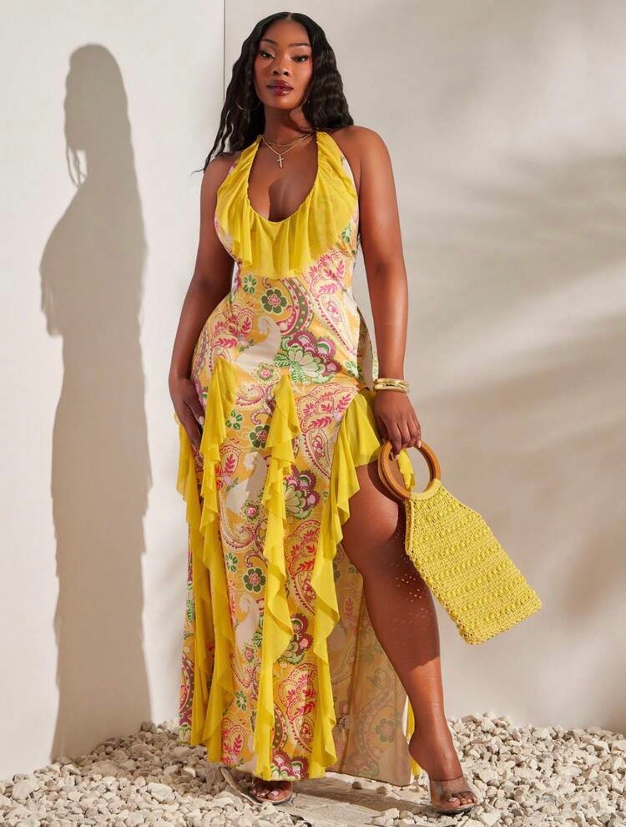 SXY Women's Printed High Slit Dress Casual For Beach Party and Outdoor Events @CHRISTIANDELOS