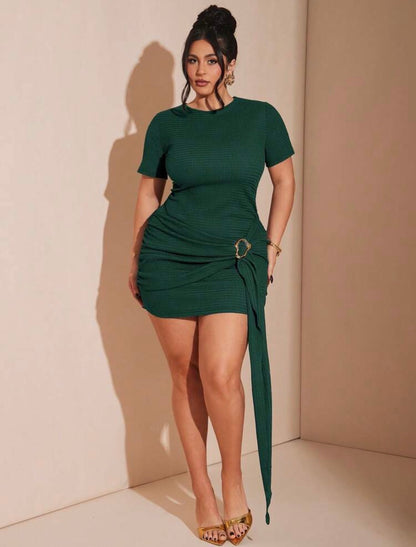 Gold Metal Buckle Dress, Beach Vacation Vibes