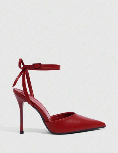 Pointed Toe Ankle Strap Stiletto High Heel Pumps