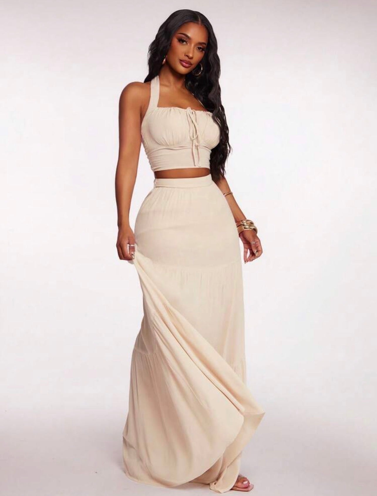 Maxi Flowy Long Skirt 2pcs Set, Holiday/Vacation Outfits @CHRISTIANDELOS_