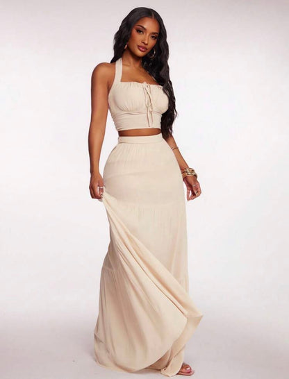 Maxi Flowy Long Skirt 2pcs Set, Holiday/Vacation Outfits @CHRISTIANDELOS_