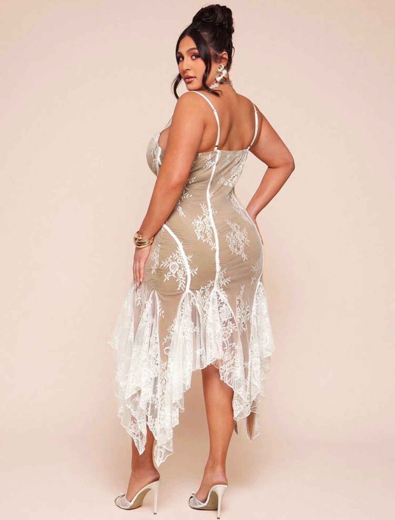 White Lace Elegant Mermaid Dress,Bachelorette Festa Gown @CHRISTIANDELOS