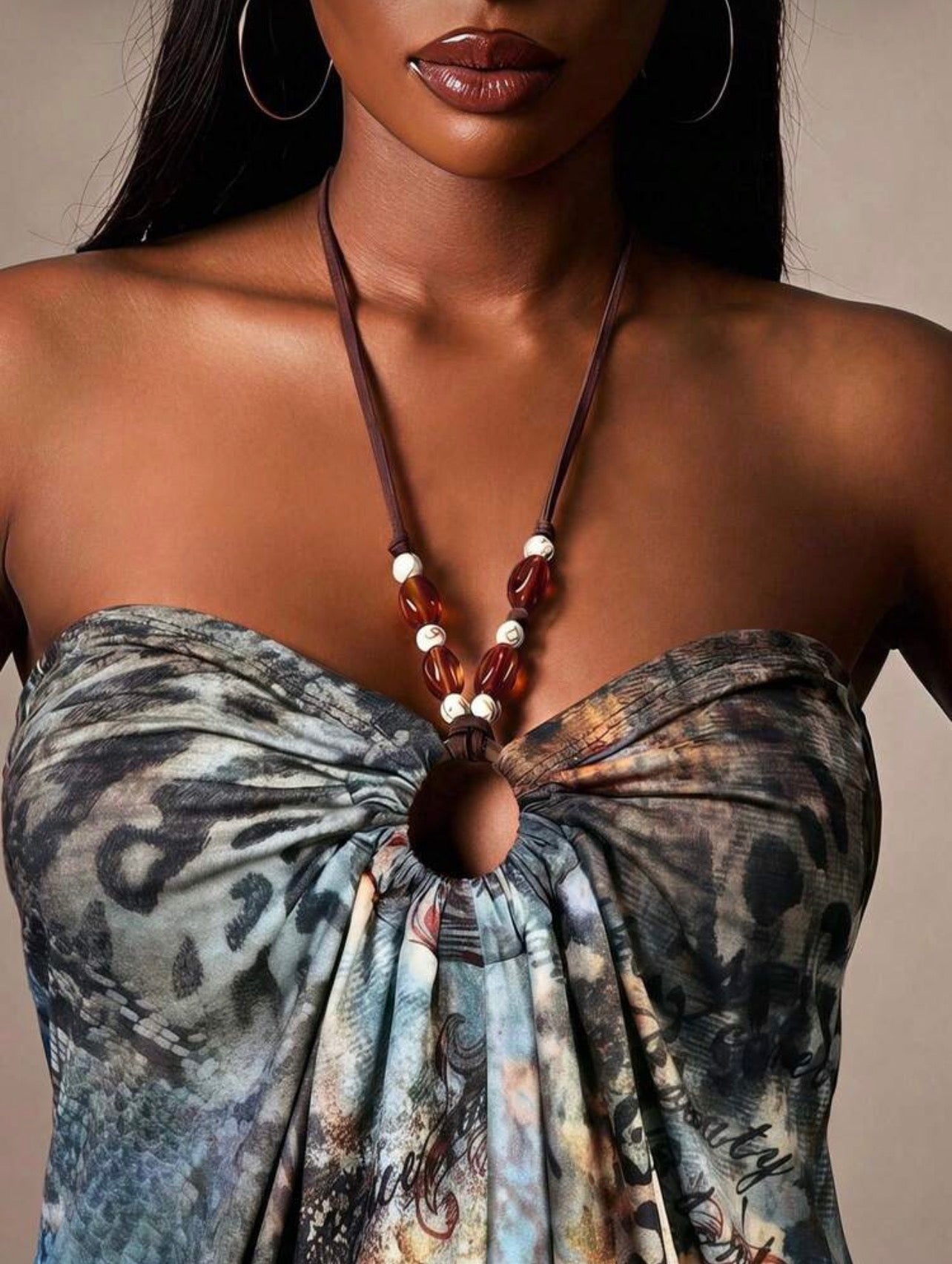 Radiana All-Over Print Fashion Vacation Travel Halter Neck Dress - Suitable for Comfort Occasions