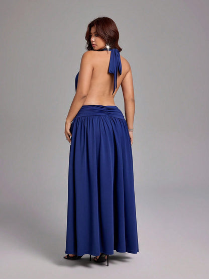 Viva Relle Sexy Backless Sash Bow Off-Shoulder Backless Long Dress @ CHRISTIANDELOS