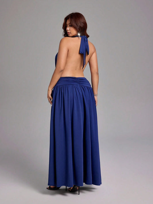 Viva Relle Sexy Backless Sash Bow Off-Shoulder Backless Long Dress @ CHRISTIANDELOS