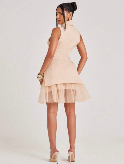 High Neck Lace Up Knit Tulle Mesh Style ~ @CHRISTIANDELOS_ ~ ELEGANCE AND CLASS
