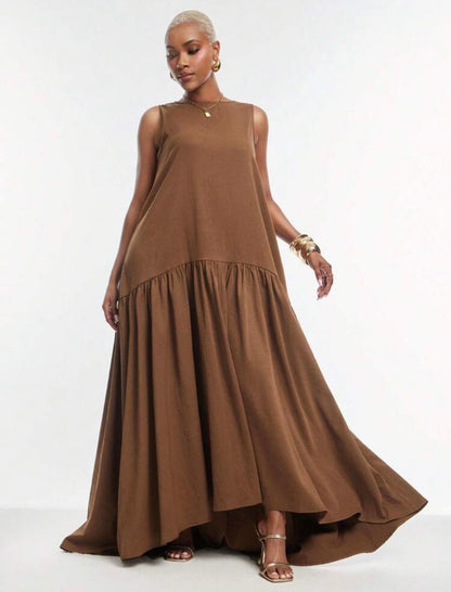 Hem Flowy Sleeveless Maxi Dress, Casual Vacation Dress, Resort Wear For All Occasions @ CHRISTIAN DELOS