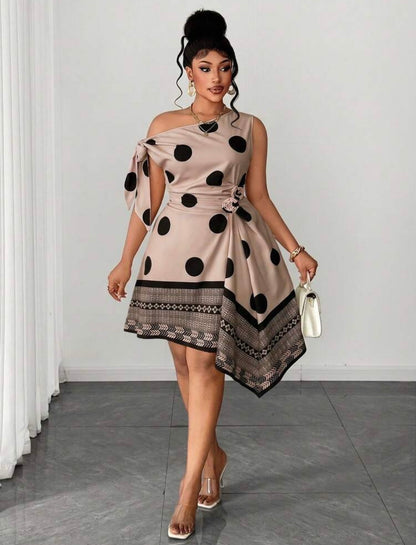 Stunning One-Side Shoulder Dress with Authentic Details @Christiandelos_