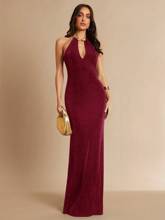 Silquee Bld Colour Cutout Design Fitted Elegant Dress - VERI CLASSY VERY DEMURE