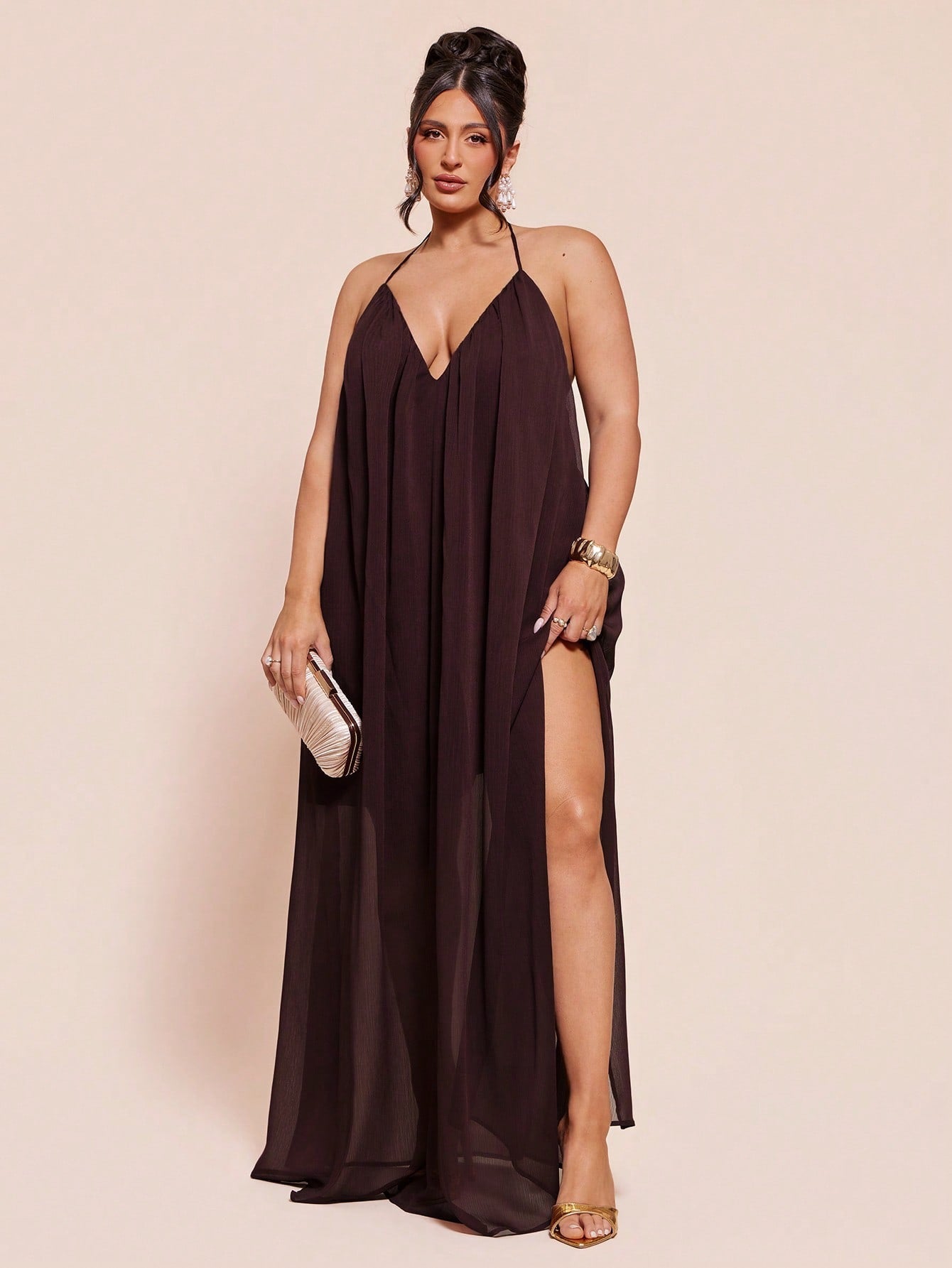 BAE Plus Size Women's Coffee Brown Maxi Dress @CHRISTIANDELOS
