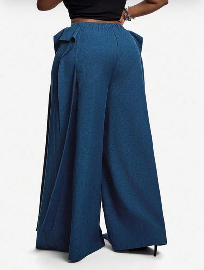 Wide Leg Long Pants With Ribbon Fall - VERI CLASSY & VERI DEMURE -