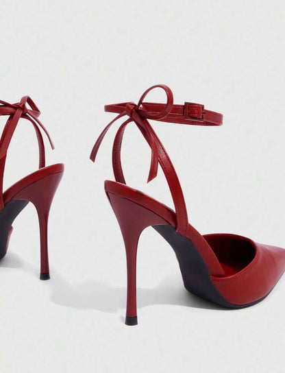 Pointed Toe Ankle Strap Stiletto High Heel Pumps
