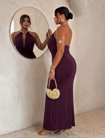 Firerie Purple-Red Modern Neck And Elegant, Suitable For Commuting, Siren Style, High-End Banquet Wear