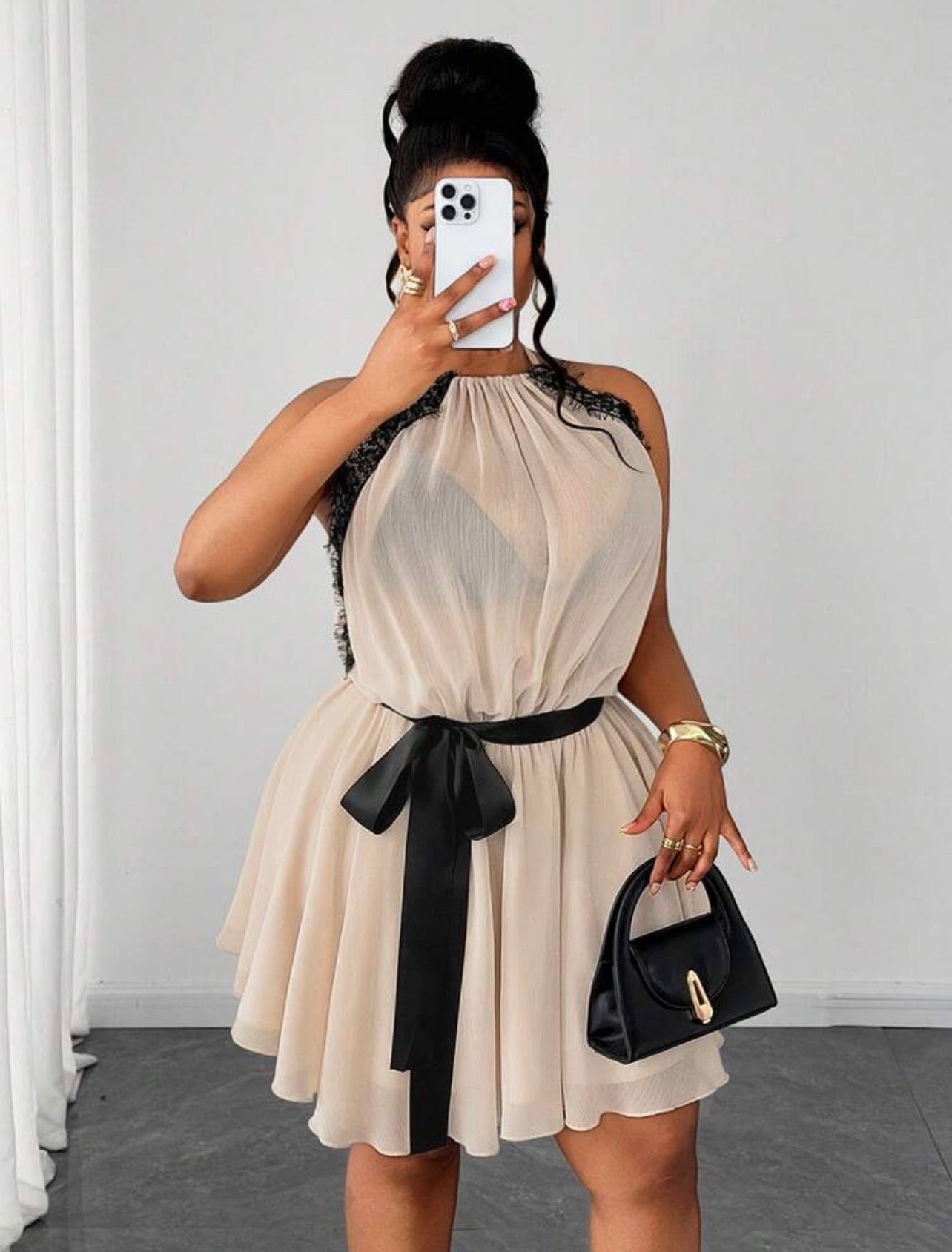 Lacey Bow Off-Shoulder Resort Dress - VERI SIMPLE AND ELEGANT