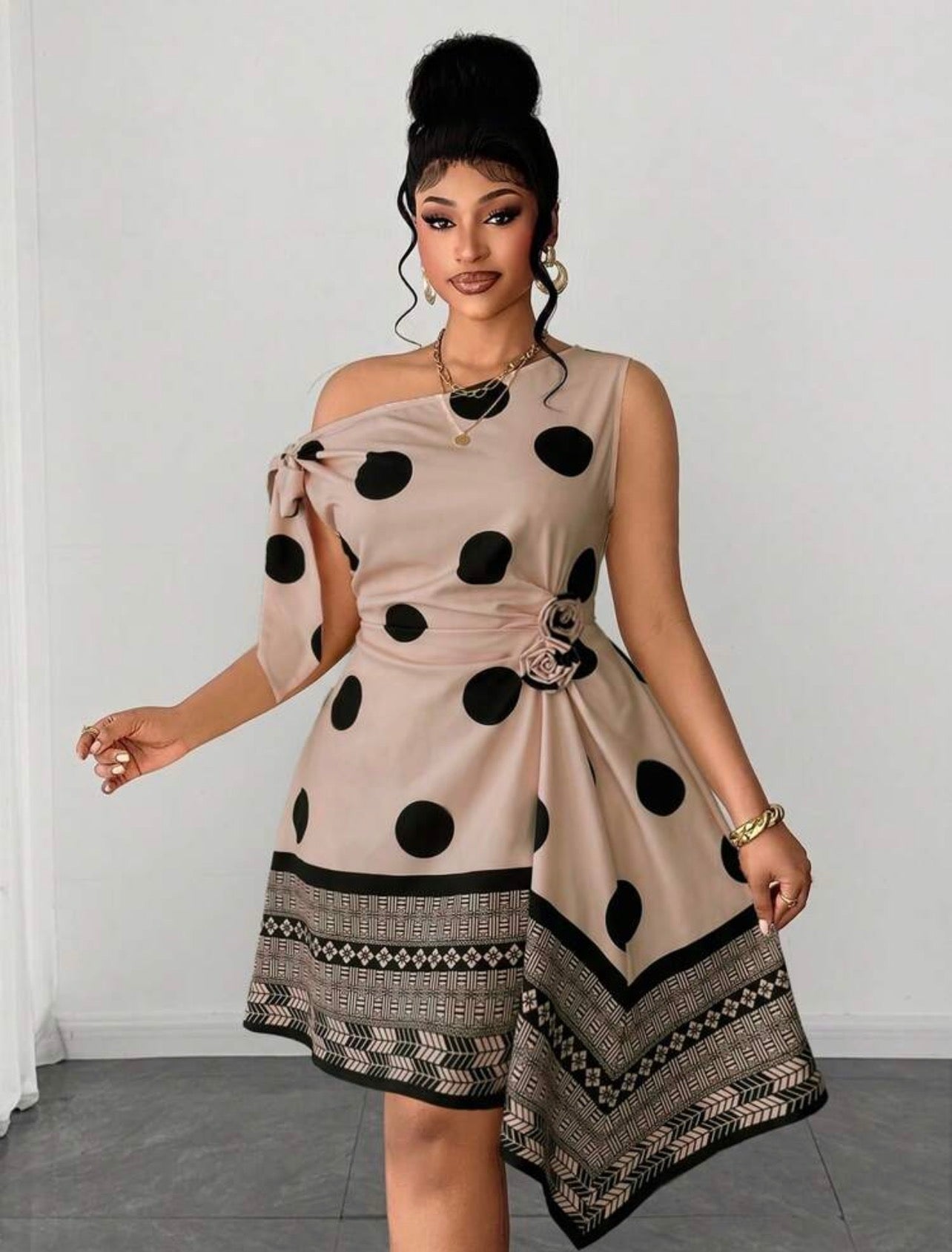 Stunning One-Side Shoulder Dress with Authentic Details @Christiandelos_