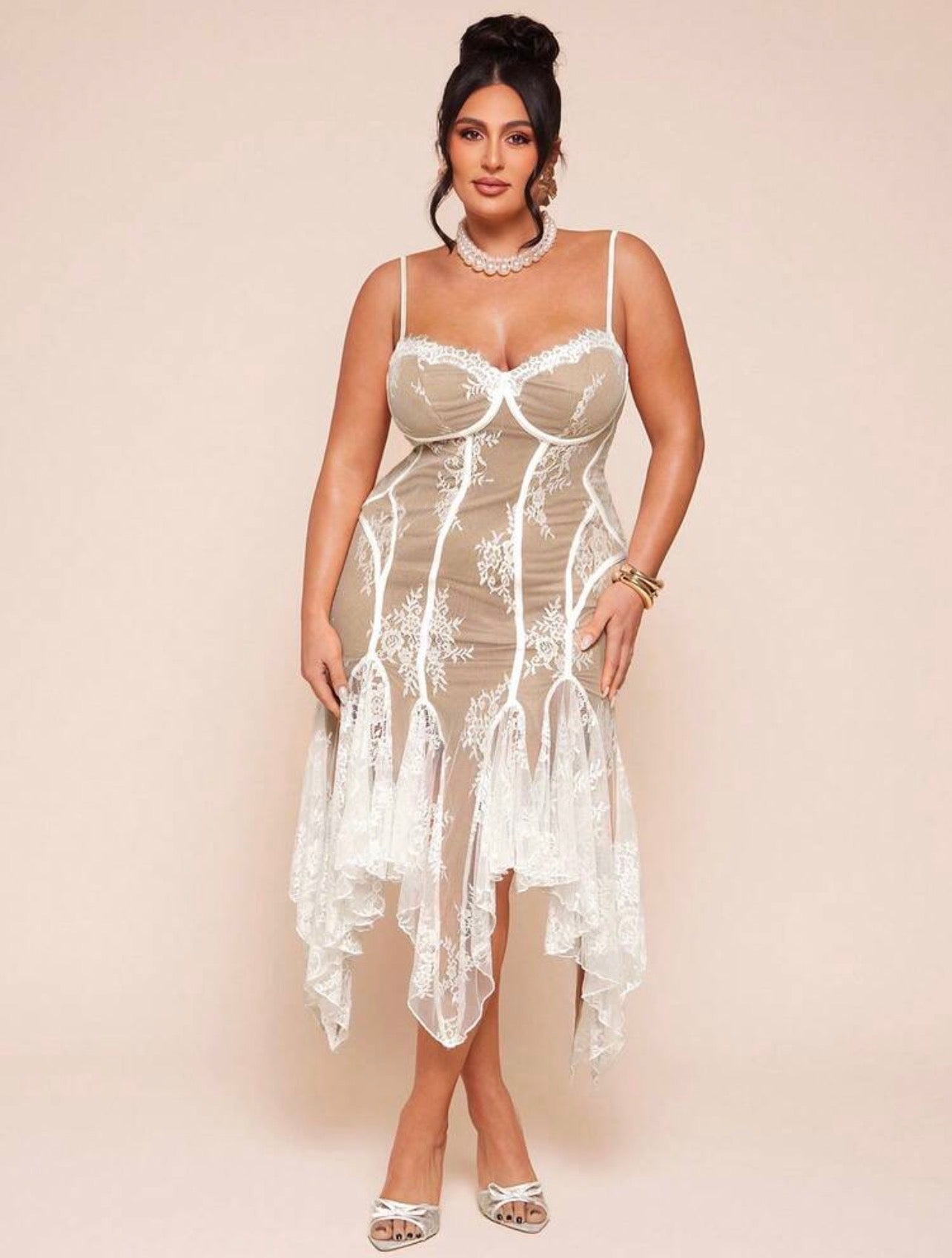 White Lace Elegant Mermaid Dress,Bachelorette Festa Gown @CHRISTIANDELOS