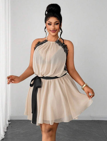 Lacey Bow Off-Shoulder Resort Dress - VERI SIMPLE AND ELEGANT
