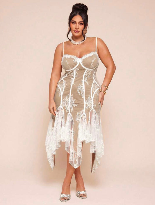 White Lace Elegant Mermaid Dress,Bachelorette Festa Gown @CHRISTIANDELOS