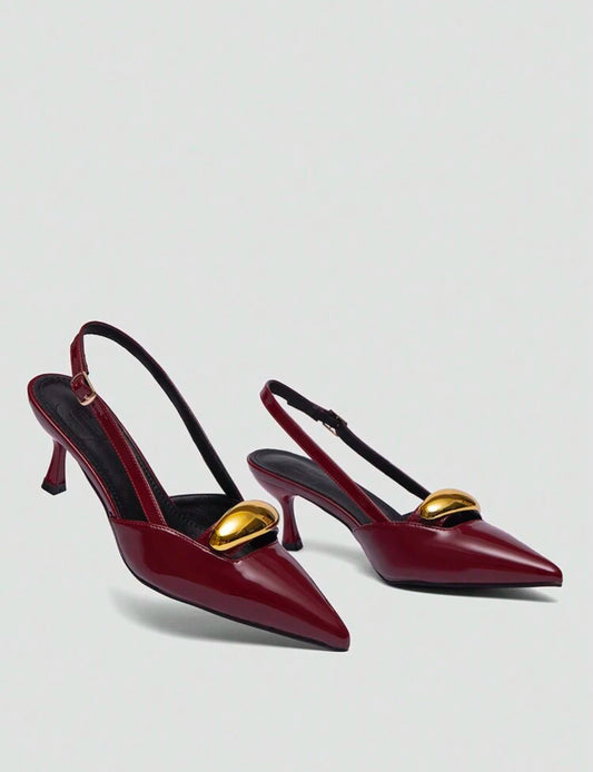 Busychic Burgundy Court High Heels